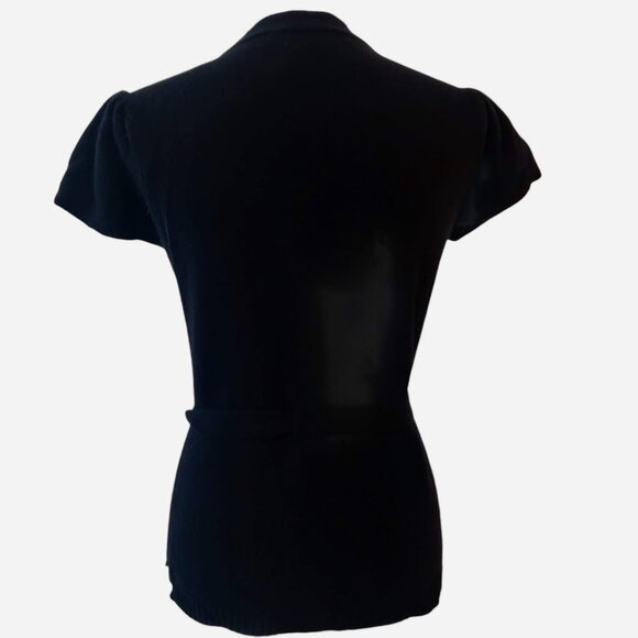 La Fee Maraboutee Womens Sz 2/M Black Wool Cashmere Blend Tie Cardigan Sweater - Picture 3 of 10